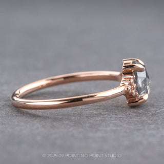 1.51 Carat Salt and Pepper Oval Diamond Engagement Ring, Quinn Setting, 14K Rose Gold