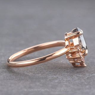 1.31 Carat Salt and Pepper Pear Diamond Engagement Ring, Ava Setting, 14K Rose Gold