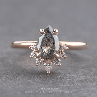 1.34 Carat Salt and Pepper Pear Diamond Engagement Ring, Ava Setting