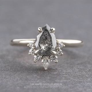 1.34 Carat Salt and Pepper Pear Diamond Engagement Ring, Ava Setting