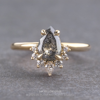 1.34 Carat Salt and Pepper Pear Diamond Engagement Ring, Ava Setting