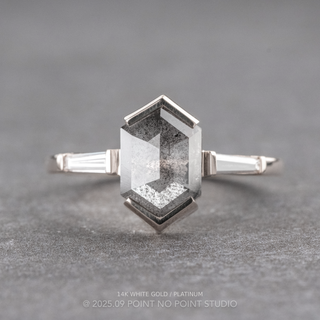 1.40 Carat Salt and Pepper Hexagon Diamond Engagement Ring, Zoe Setting