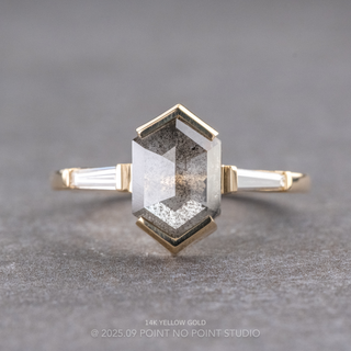 1.40 Carat Salt and Pepper Hexagon Diamond Engagement Ring, Zoe Setting
