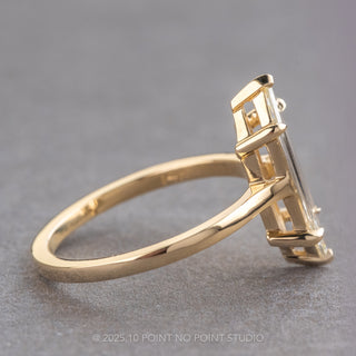 1.16 Carat Clear Hexagon Diamond Engagement Ring, Lark Setting, 14K Yellow Gold