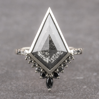 3.30 Carat Black Kite Diamond Engagement Ring, Bezel Ombre Avaline Setting