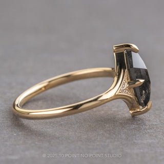 1.23 Carat Black Speckled Hexagon Diamond Engagement Ring, Aela Setting, 14K Yellow Gold