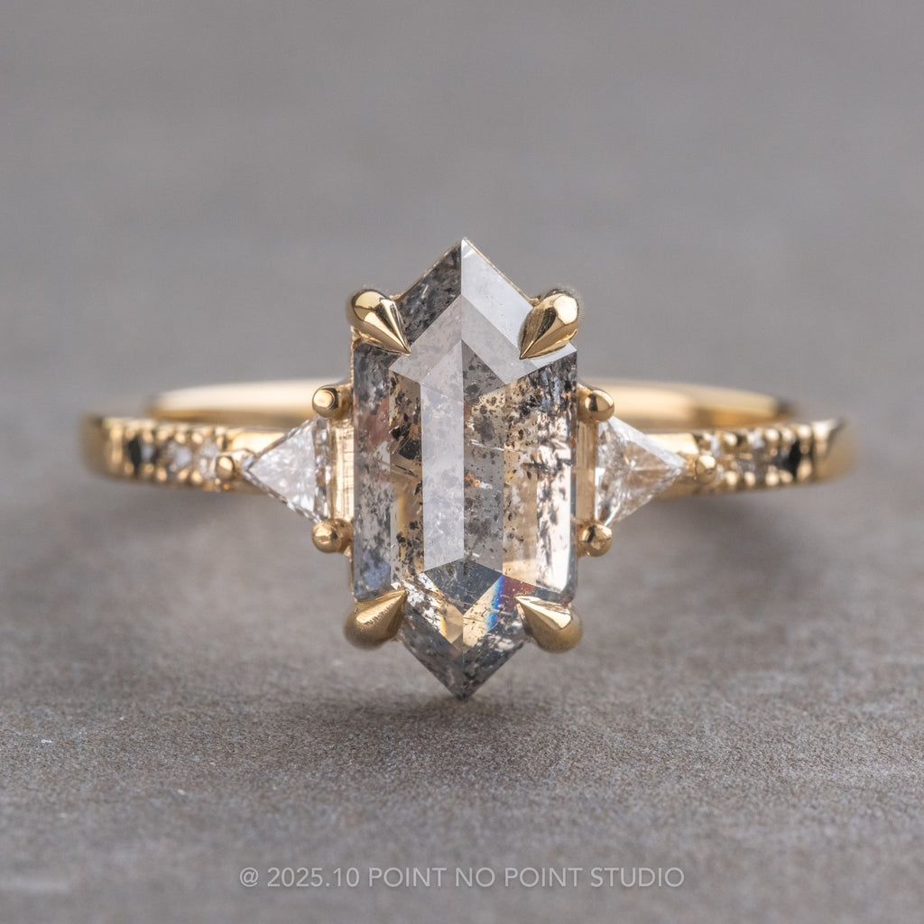 Salt and Pepper Diamond Engagement Ring, Point No Point Studio
