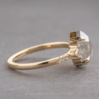 2.36 Carat Icy Grey Hexagon Diamond Engagement Ring, Eliza Setting, 14K Yellow Gold