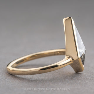 2.04 Carat Salt and Pepper Kite Diamond Engagement Ring, Bezel Jane Setting, 14K Yellow Gold