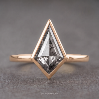 2.17 Carat Salt and Pepper Kite Diamond Engagement Ring, Bezel Jane Setting