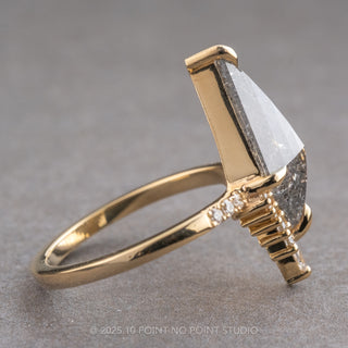 2.78 Carat Salt and Pepper Kite Diamond Engagement Ring, Avaline Setting, 14K Yellow Gold