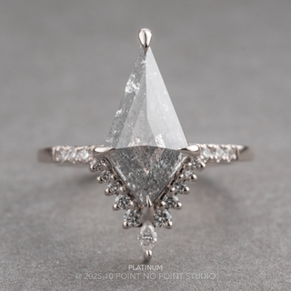 1.96 Carat Salt and Pepper Kite Diamond Engagement Ring, Avaline Setting