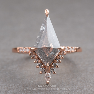 1.96 Carat Salt and Pepper Kite Diamond Engagement Ring, Avaline Setting