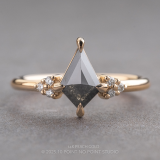 1.24 Carat Black Kite Diamond Engagement Ring, Quinn Setting, Point No Point Studio. Available in a variety of metal types. Eco-friendly, Recycled Metals, Conflict Free.