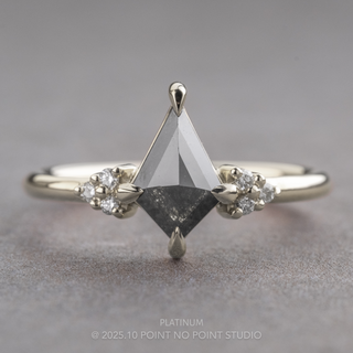 1.24 Carat Black Kite Diamond Engagement Ring, Quinn Setting, Point No Point Studio. Available in a variety of metal types. Eco-friendly, Recycled Metals, Conflict Free.