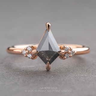 1.24 Carat Black Kite Diamond Engagement Ring, Quinn Setting, Point No Point Studio. Available in a variety of metal types. Eco-friendly, Recycled Metals, Conflict Free.