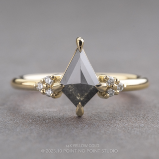 1.24 Carat Black Kite Diamond Engagement Ring, Quinn Setting, Point No Point Studio. Available in a variety of metal types. Eco-friendly, Recycled Metals, Conflict Free.