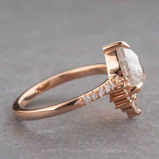 1.72 Carat Icy White Pear Diamond Engagement Ring, Avaline Setting, 14K Rose Gold