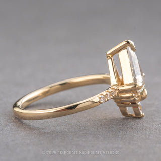 .98 Carat Salt and Pepper Kite Diamond Engagement Ring, Avaline Setting, 14K Yellow Gold