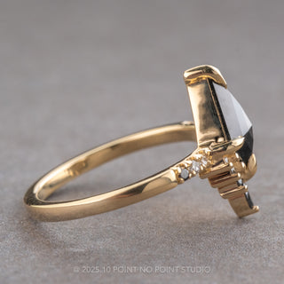 1.01 Carat Black Kite Diamond Engagement Ring, Ombre Avaline Setting, 14K Yellow Gold