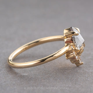 1.16 Carat Salt and Pepper Pear Diamond Engagement Ring, Ava Setting, 14K Yellow Gold