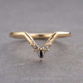 Marquise Diamond Wedding Band, Ombre Freya Setting, 14K Yellow Gold