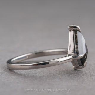 1.54 Carat Black Speckled Kite Diamond Engagement Ring, Jane Setting, Platinum