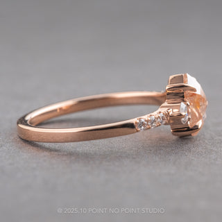 1.09 Carat Icy Orange Hexagon Diamond Engagement Ring, Eliza Setting, 14K Rose Gold