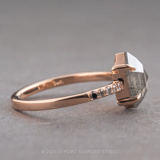 2.06 Carat Salt and Pepper Hexagon Diamond Engagement Ring, Ombre Jules Setting, 14K Rose Gold