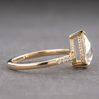 1.17 Carat Clear Pear Diamond Engagement Ring, Juliette Setting, 14K Yellow Gold