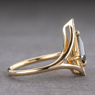 1.01 Carat Teal Kite Sapphire and Diamond Engagement Ring, Arwen Setting, 14K Yellow Gold