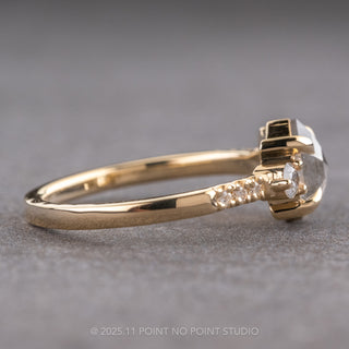 1.17 Carat Salt and Pepper Hexagon Diamond Engagement Ring, Eliza Setting, 14K Yellow Gold