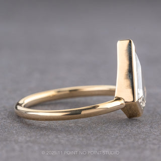 .97 Carat Salt and Pepper Kite Diamond Engagement Ring, Bezel Jane Setting, 14K Yellow Gold