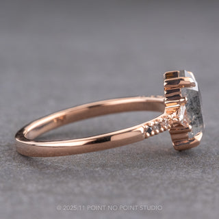 1.41 Carat Salt and Pepper Hexagon Diamond Engagement Ring, Ombre Eliza Setting, 14K Rose Gold
