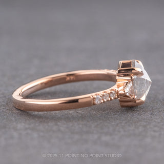 1.22 Carat Icy Salt and Pepper Hexagon Diamond Engagement Ring, Eliza Setting, 14k Rose Gold
