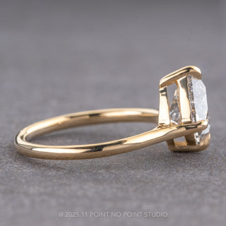 2.01 Carat Canadian Salt and Pepper Kite Diamond Engagement Ring, Lark Setting, 14K Yellow Gold