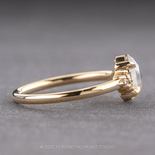 .91 Carat Icy Grey Hexagon Diamond Engagement Ring, Quinn Setting, 14K Yellow Gold