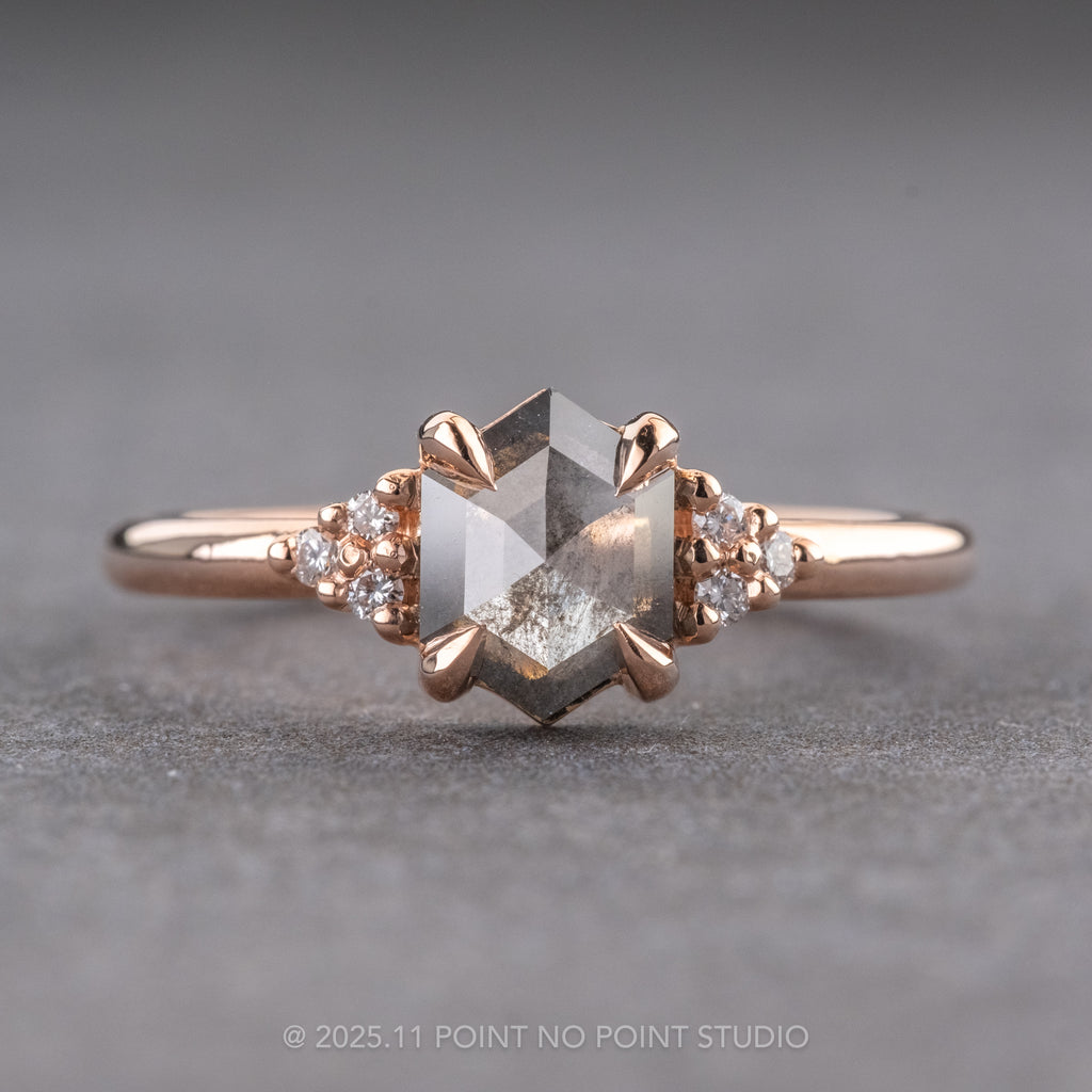 Point Al Rin Design Salt and Pepper Diamond Engagement Ring, Point No Point Studio