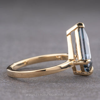 2.68 Carat Kite Natural Sapphire Engagement Ring, Charlize Setting, 14K Yellow Gold