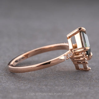 1.21 Carat Teal Kite Sapphire and Diamond Engagement Ring, Avaline Setting, 14k Rose Gold