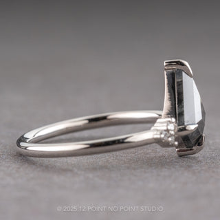 1.28 Carat Black Speckled Kite Diamond Engagement Ring, Quinn Setting, Platinum