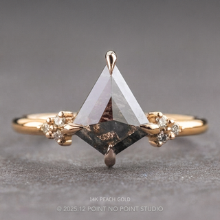 1.78 Carat Black Kite Diamond Engagement Ring, Quinn Setting, Point No Point Studio. Available in a variety of metal types. Eco-friendly, Recycled Metals, Conflict Free.