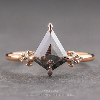 1.78 Carat Black Kite Diamond Engagement Ring, Quinn Setting, Point No Point Studio. Available in a variety of metal types. Eco-friendly, Recycled Metals, Conflict Free.