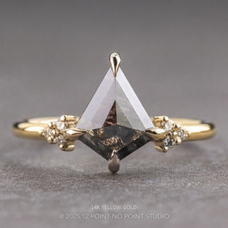 1.78 Carat Black Kite Diamond Engagement Ring, Quinn Setting, Point No Point Studio. Available in a variety of metal types. Eco-friendly, Recycled Metals, Conflict Free.