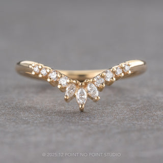 Marquise Diamond Wedding Band, X-Small Cleo Setting, 14K Yellow Gold