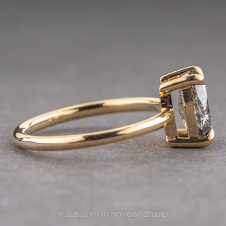 1.74 Carat Salt and Pepper Elongated Cushion Diamond Engagement Ring, Basket Jane Setting, 14K Yellow Gold