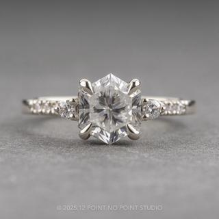 1.50 Carat Hexagon Moissanite Engagement Ring, Eliza Setting, 14k Rose Gold