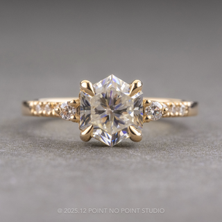 1.50 Carat Hexagon Moissanite Engagement Ring, Eliza Setting, 14k Rose Gold