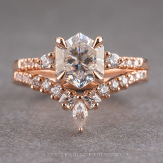 Moissanite Wedding Band, Willa Setting, 14K Rose Gold