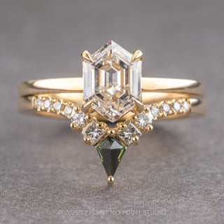 Sapphire and Diamond Wedding Band, Kite Cassiopeia Setting, 14k Yellow Gold